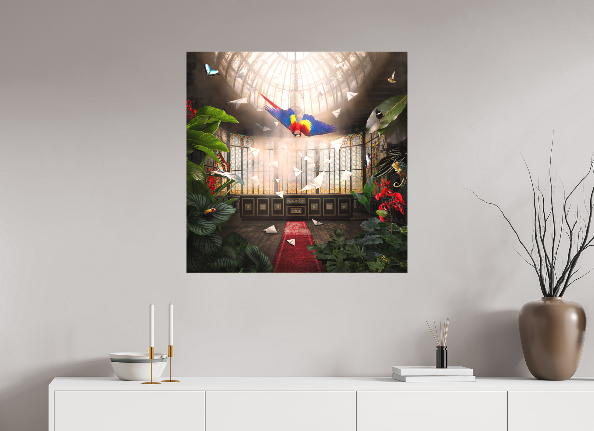 80 x 80 cm, Textil auf Keilrahmen Menagerie